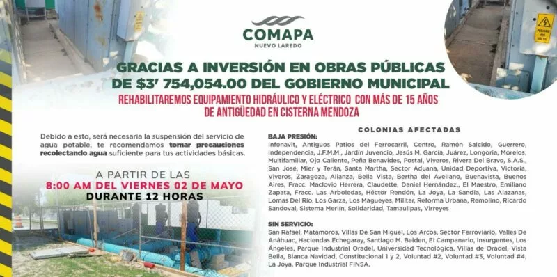 Alcaldesa Carmen Lilia Canturosas, anunció  rehabilitación necesaria en equipos de Cisterna Mendoza