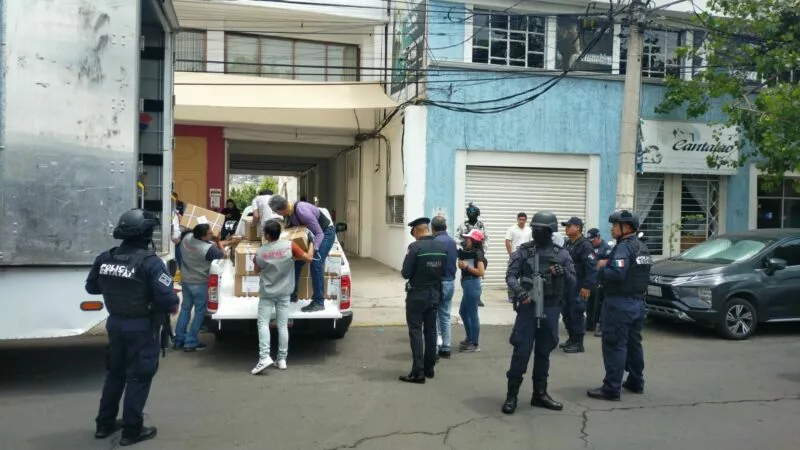 Policía Municipal de Toluca resguarda instalaciones del Instituto Nacional Electoral en San Bernardino