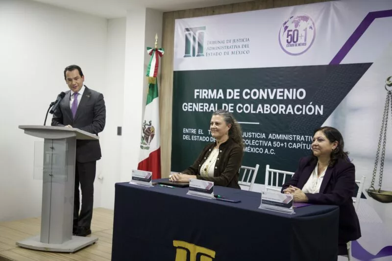 Firma Tribunal de Justicia Administrativa Convenio con 50+1 para fortalecer la agenda de Género en EDOMÉX