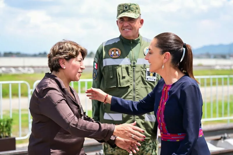 Supervisan Presidenta Claudia Sheinbaum y Gobernadora Delfina Gómez avance del Tren México–Pachuca; recorren estación Xaltocan-Nextlalpan
